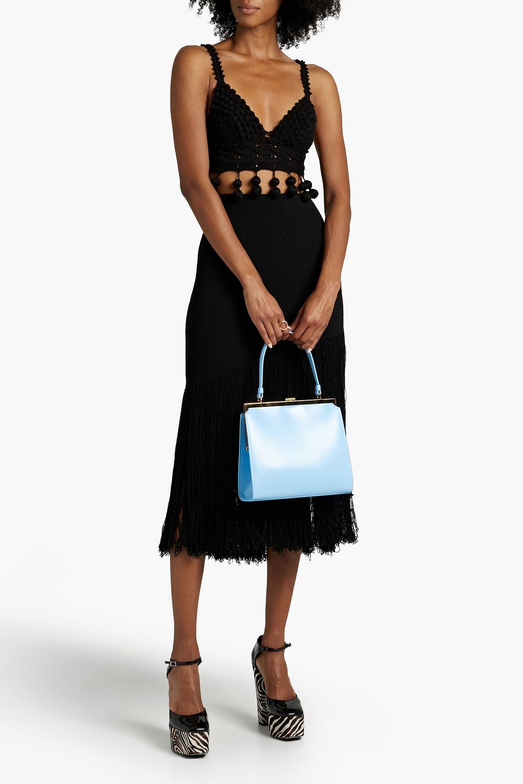 ROSIE ASSOULIN Pompom-trimmed crocheted cotton bra top