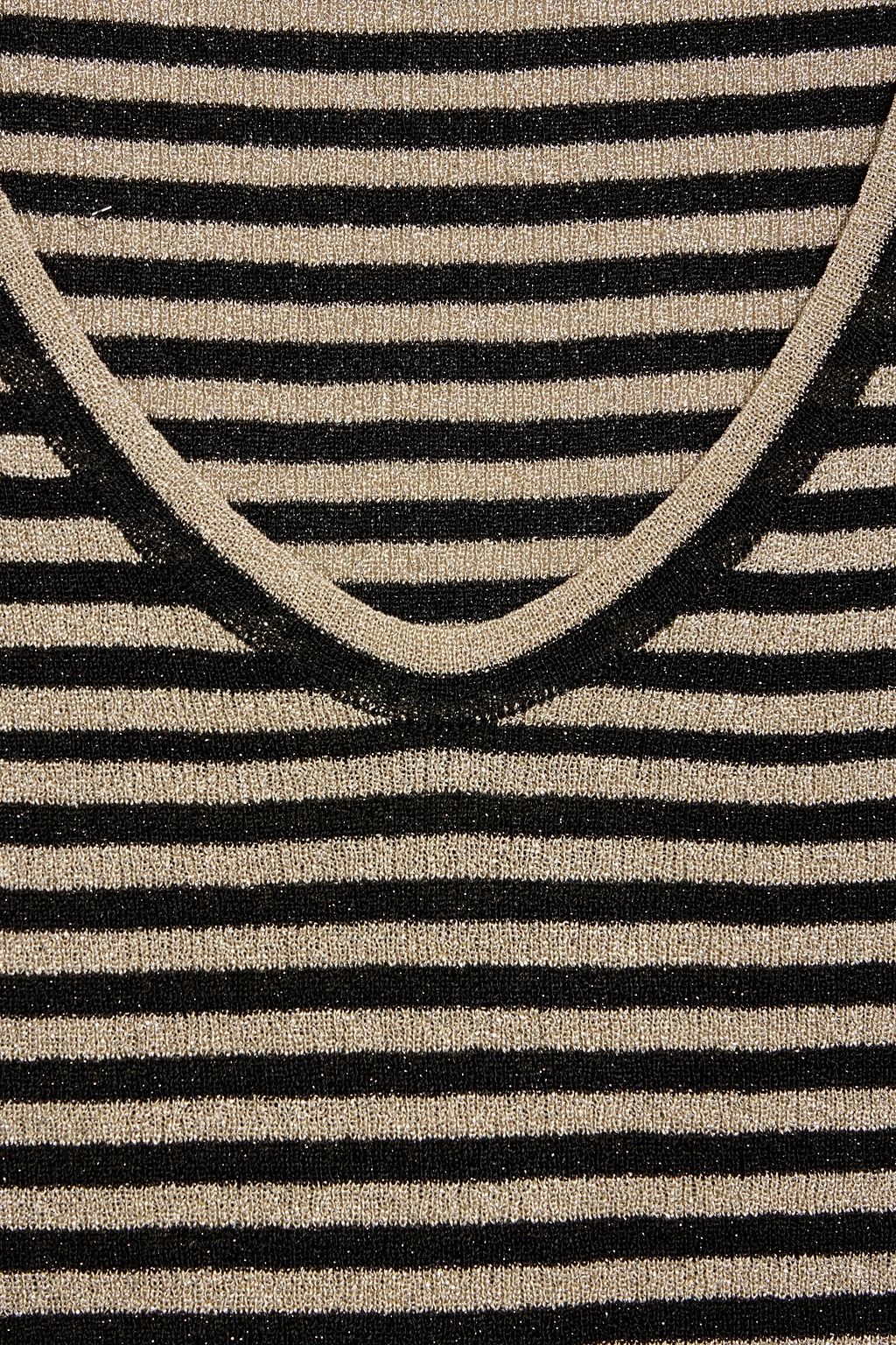 BRUNELLO CUCINELLI Oberteil aus Stretch-Strick mit Streifen und Metallic-Effekt