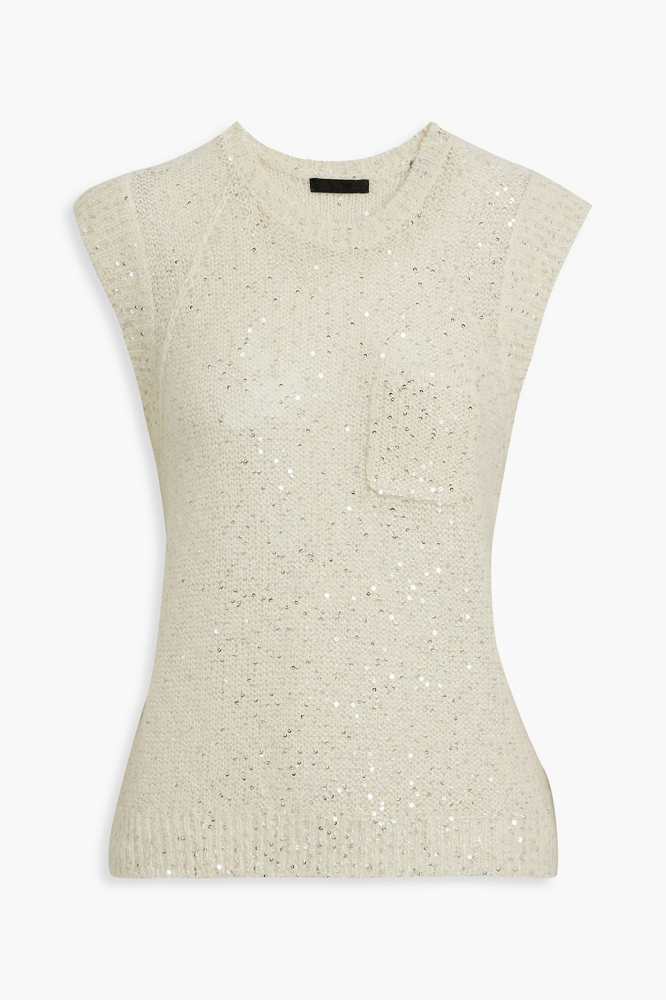 Atm Anthony Thomas Melillo Sequin-embellished Knitted Top In Ecru