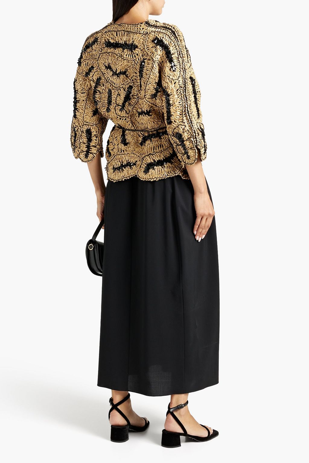 BRUNELLO CUCINELLI Sequin-embellished belted jute jacket