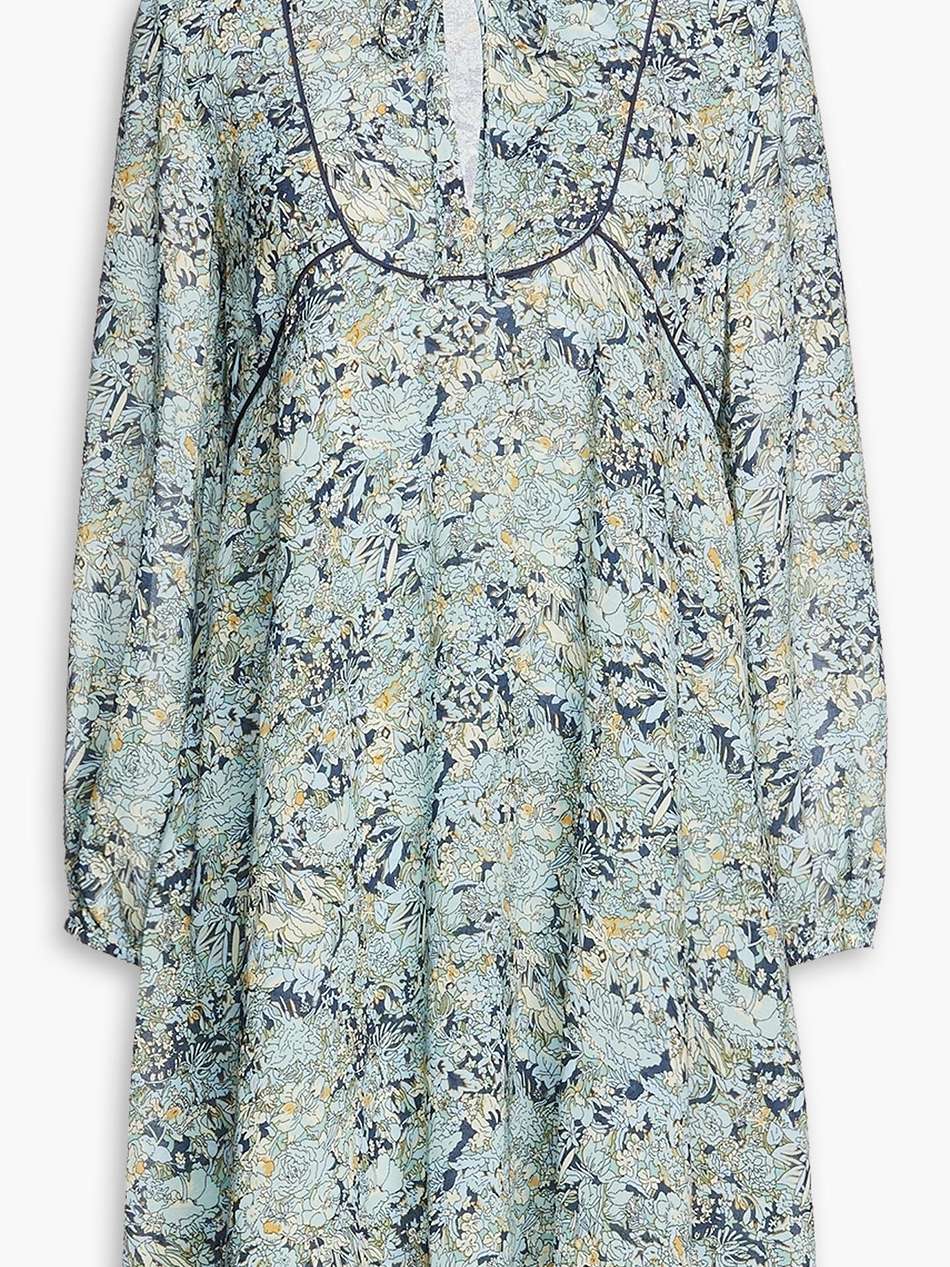 floral-print crepe de chine mini dress