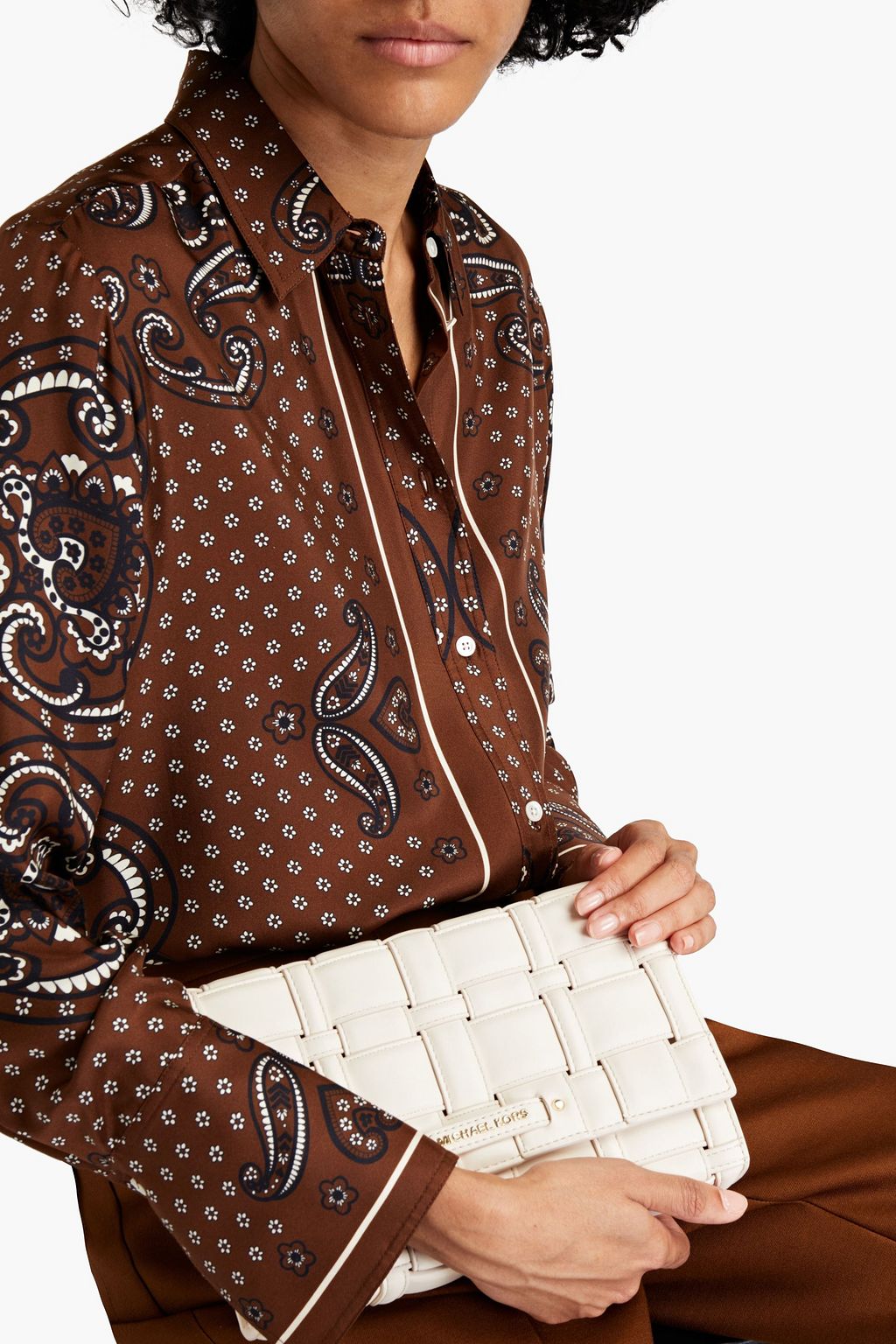 MICHAEL MICHAEL KORS Basketweave faux leather clutch