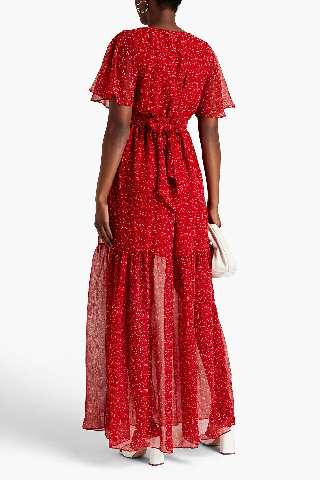 EYWASOULS MALIBU Gathered floral-print chiffon maxi dress