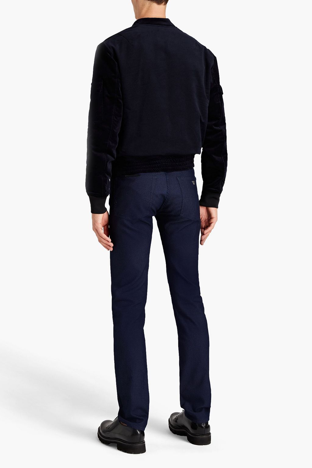EMPORIO ARMANI Slim-fit cotton-blend stretch-jacquard pants