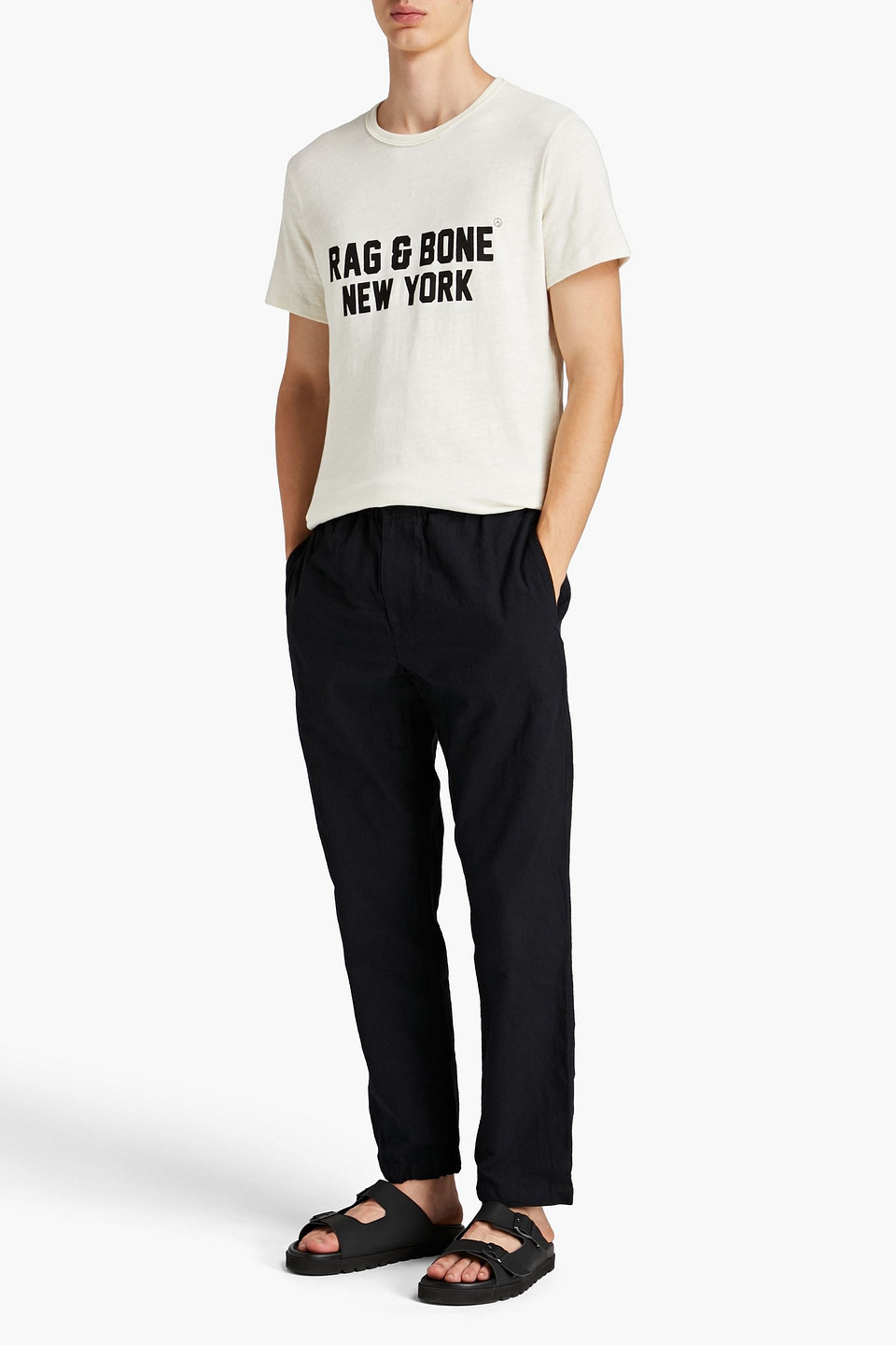 Rag & Bone Printed Cotton-jersey T-shirt In Ecru