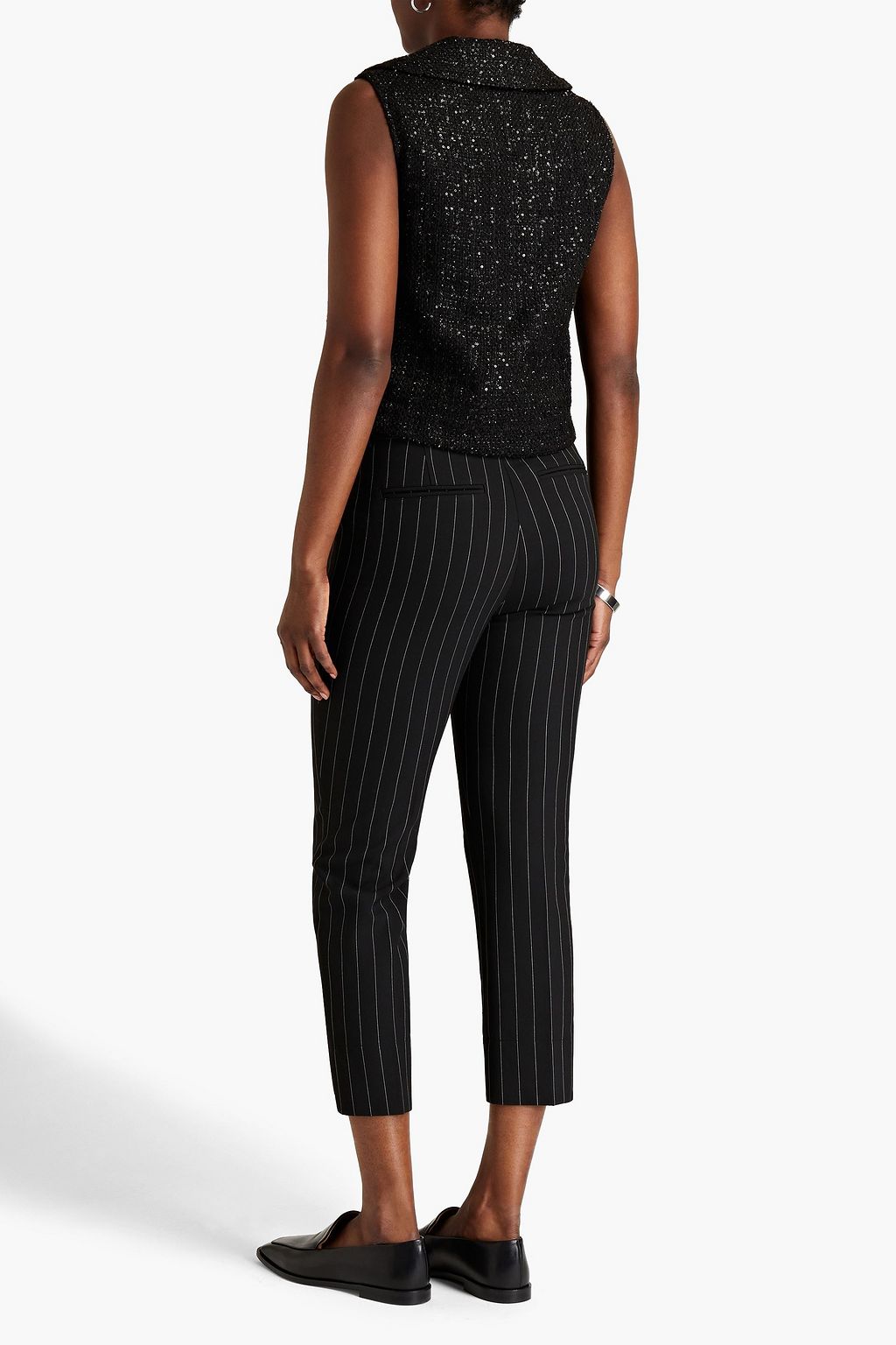 MAJE Embellished metallic tweed top
