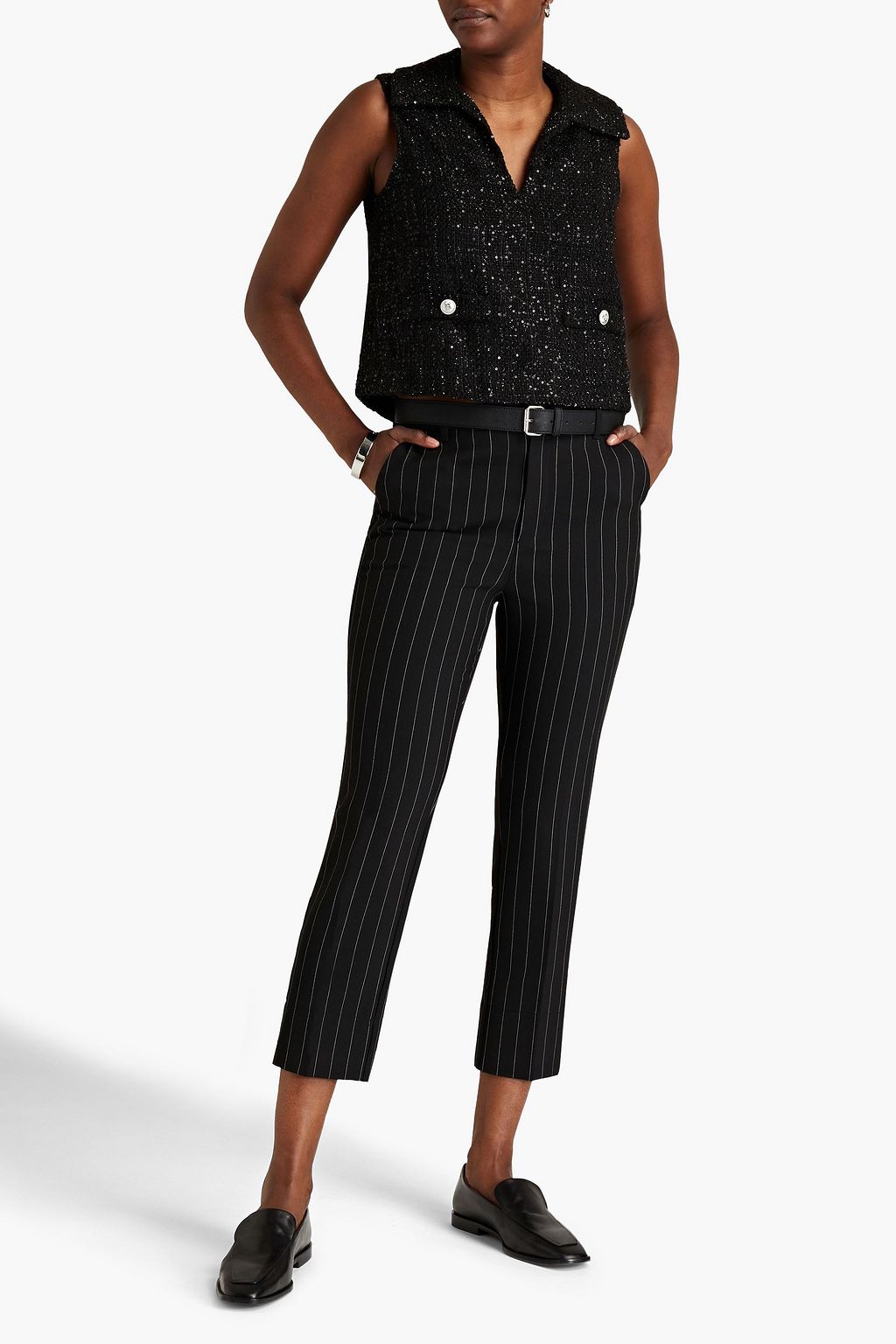 MAJE Embellished metallic tweed top