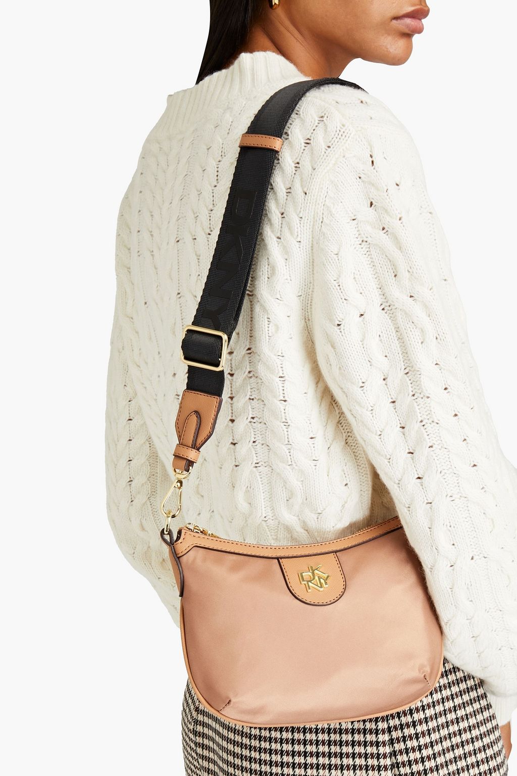 DKNY Faux leather-trimmed shell shoulder bag