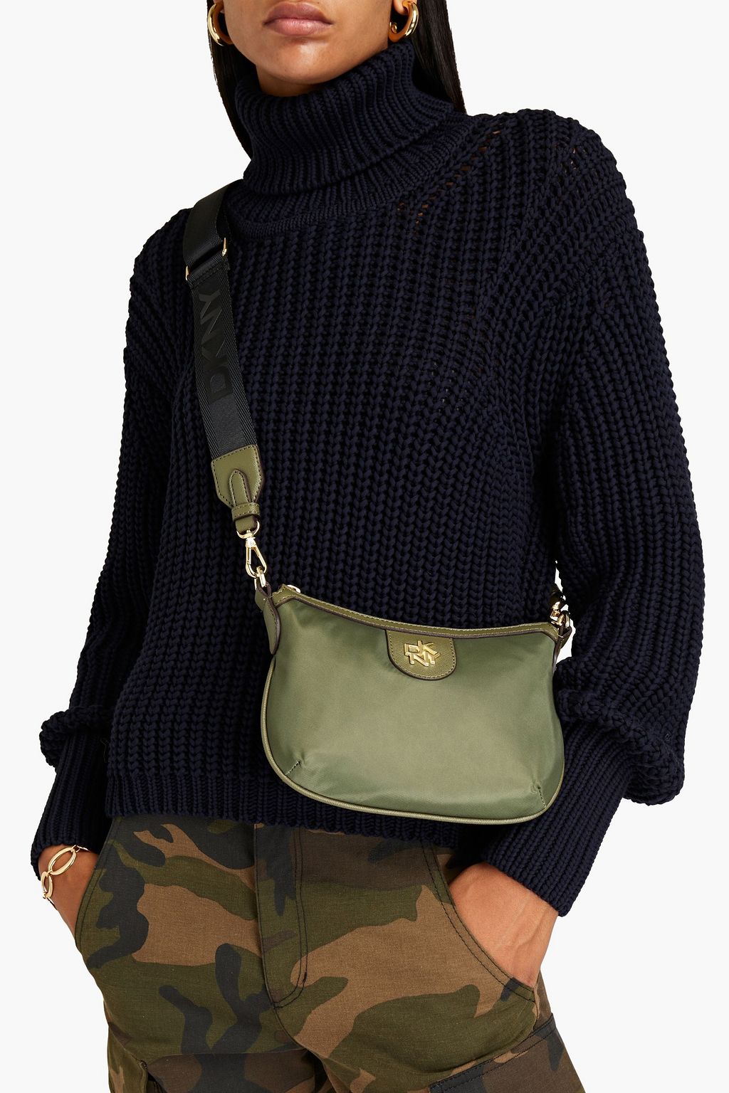DKNY Faux leather-trimmed shell shoulder bag