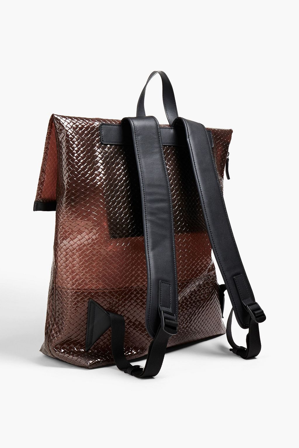 EMPORIO ARMANI Glossed woven faux leather backpack