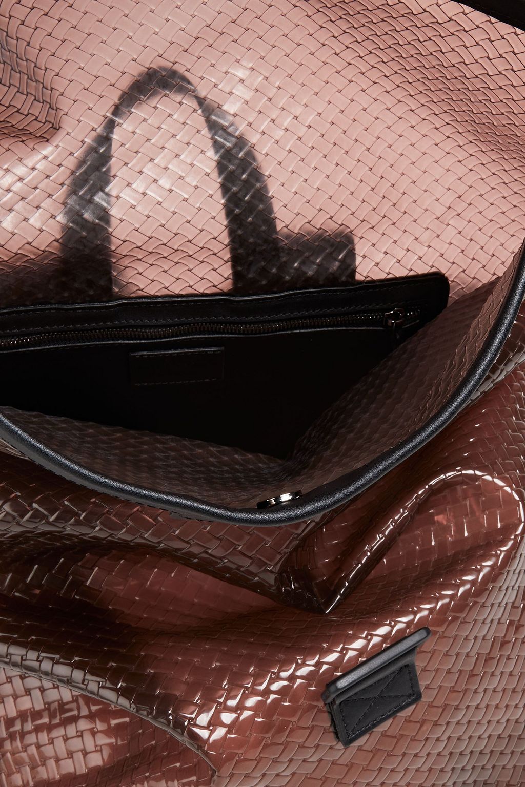 EMPORIO ARMANI Glossed woven faux leather backpack