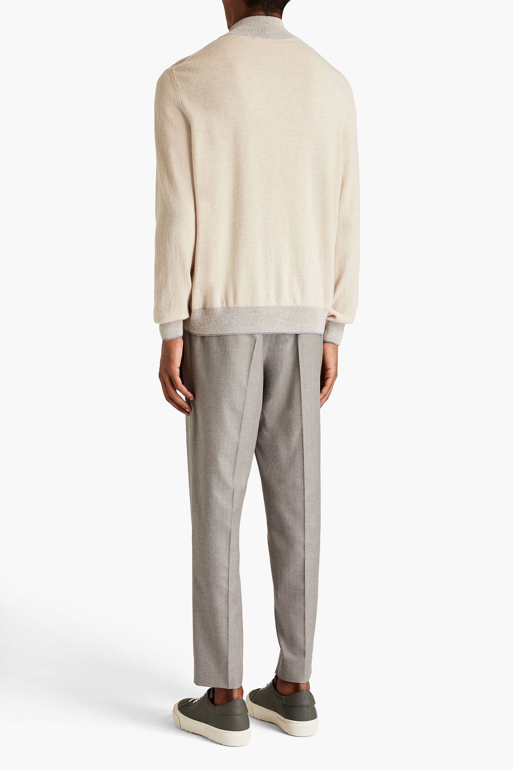 PESERICO Mélange wool and cashmere-blend zip-up cardigan