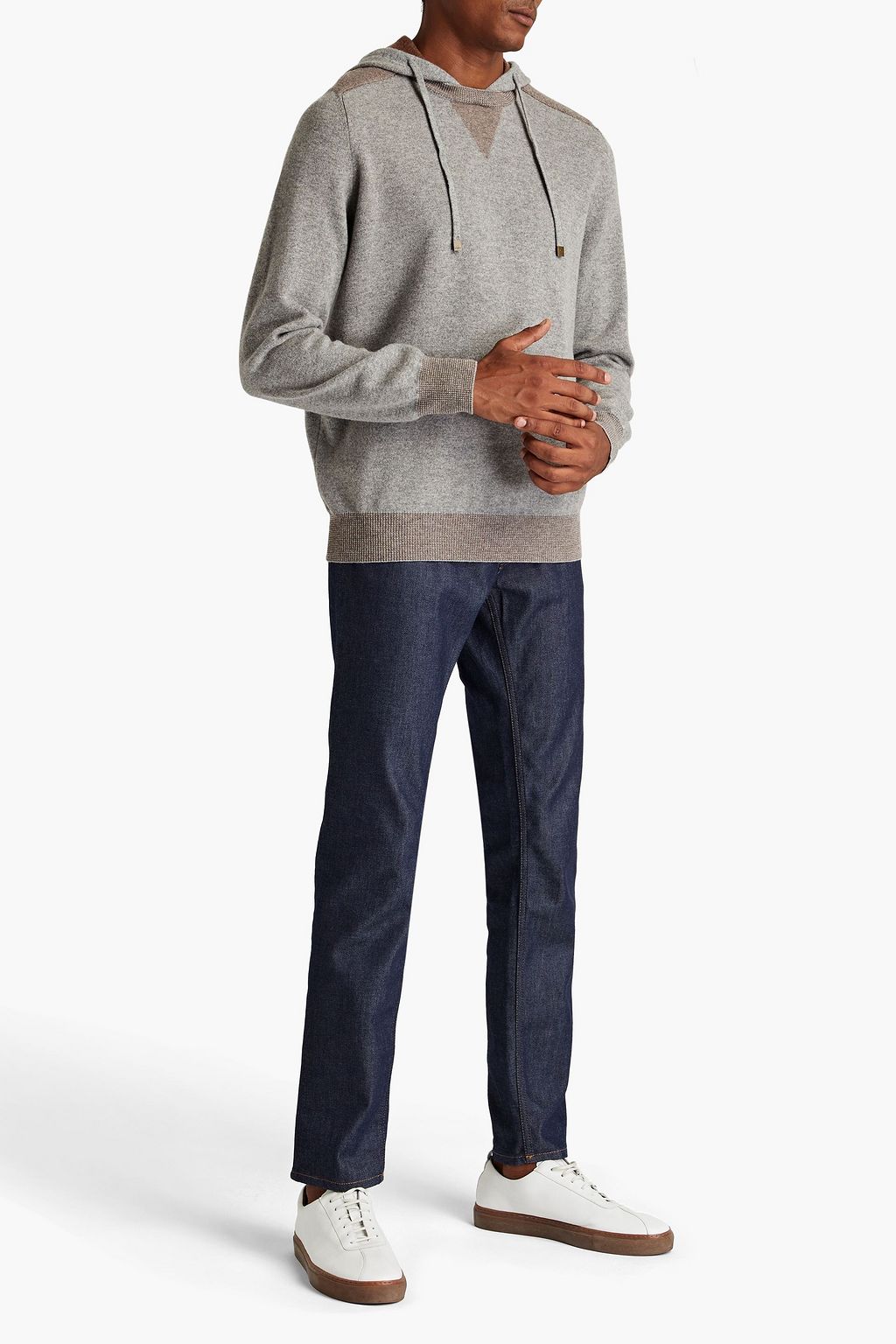 PESERICO Mélange merino wool and cashmere-blend drawstring hoodie