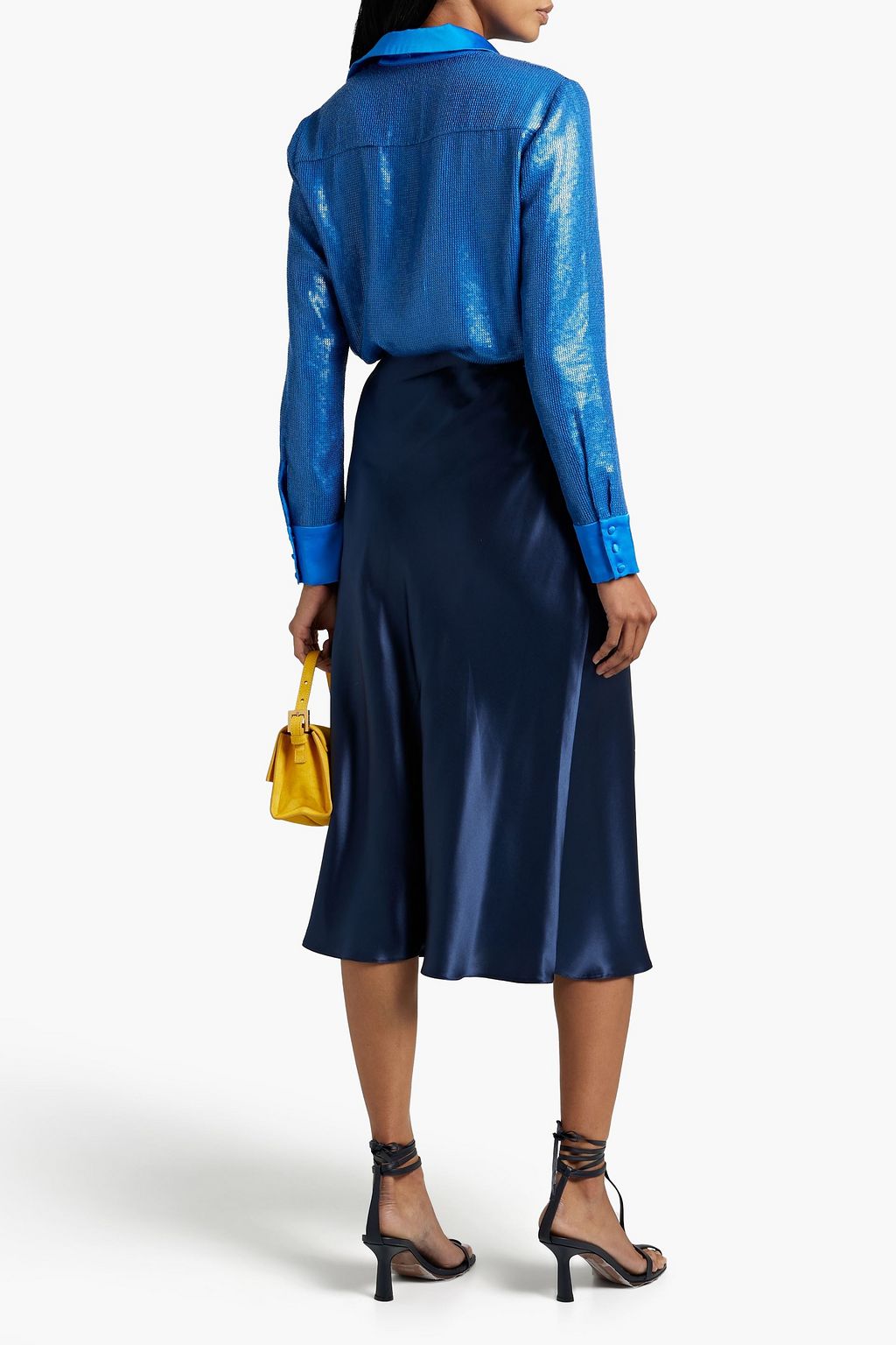 ALICE + OLIVIA Willa satin-trimmed sequined woven shirt