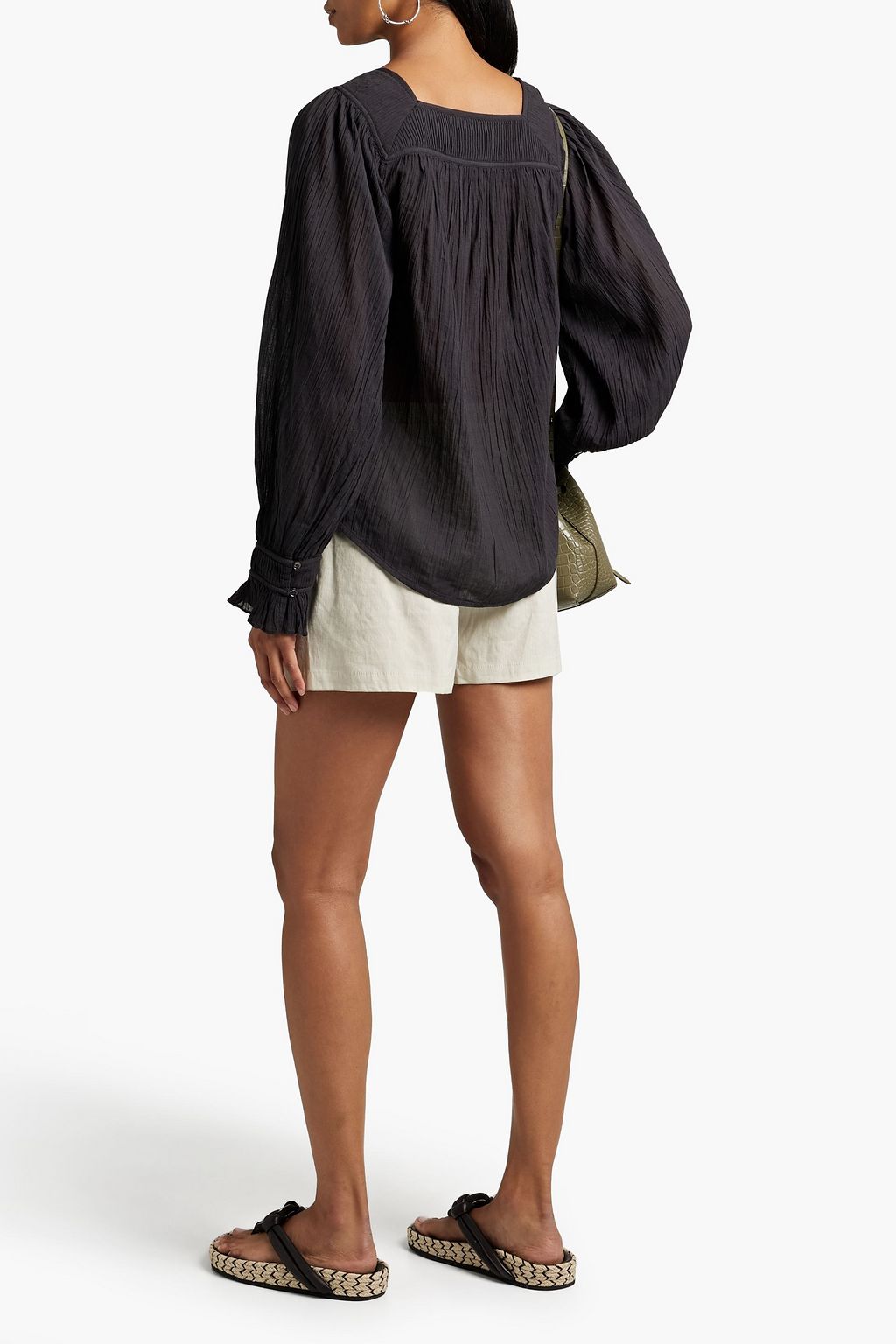 JOIE Gathered cottongauze top THE