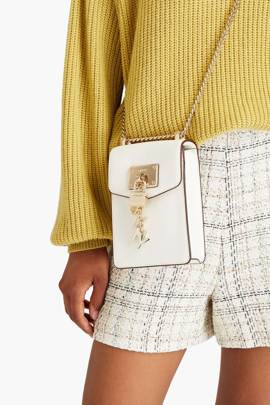 White Pebbledleather shoulder bag DKNY THE