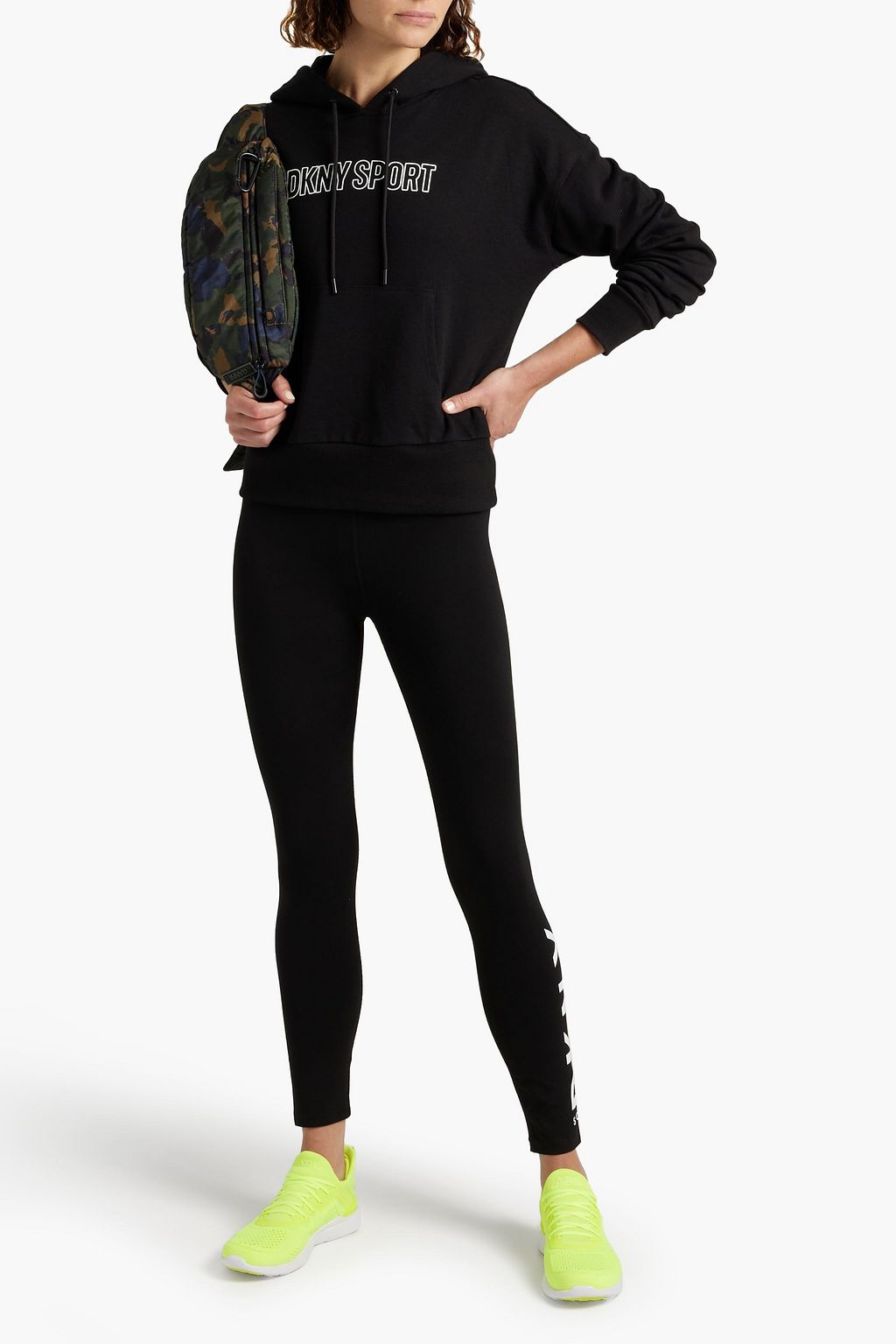 DKNY Printed French cotton-blend terry hoodie