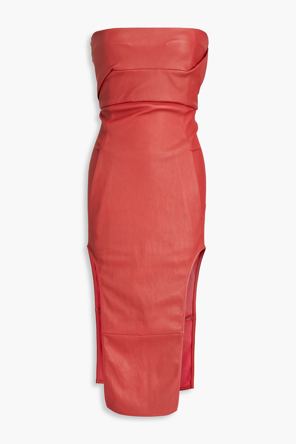 Rick Owens Strapless Leather Dress In Red