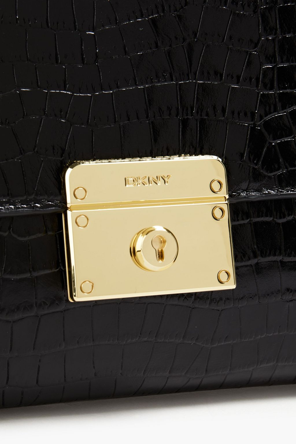 DKNY Croc-effect leather envelope clutch