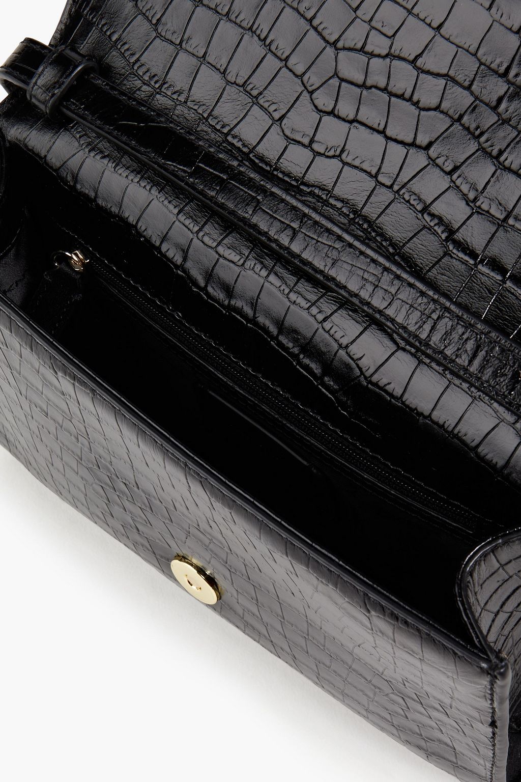 DKNY Croc-effect leather envelope clutch