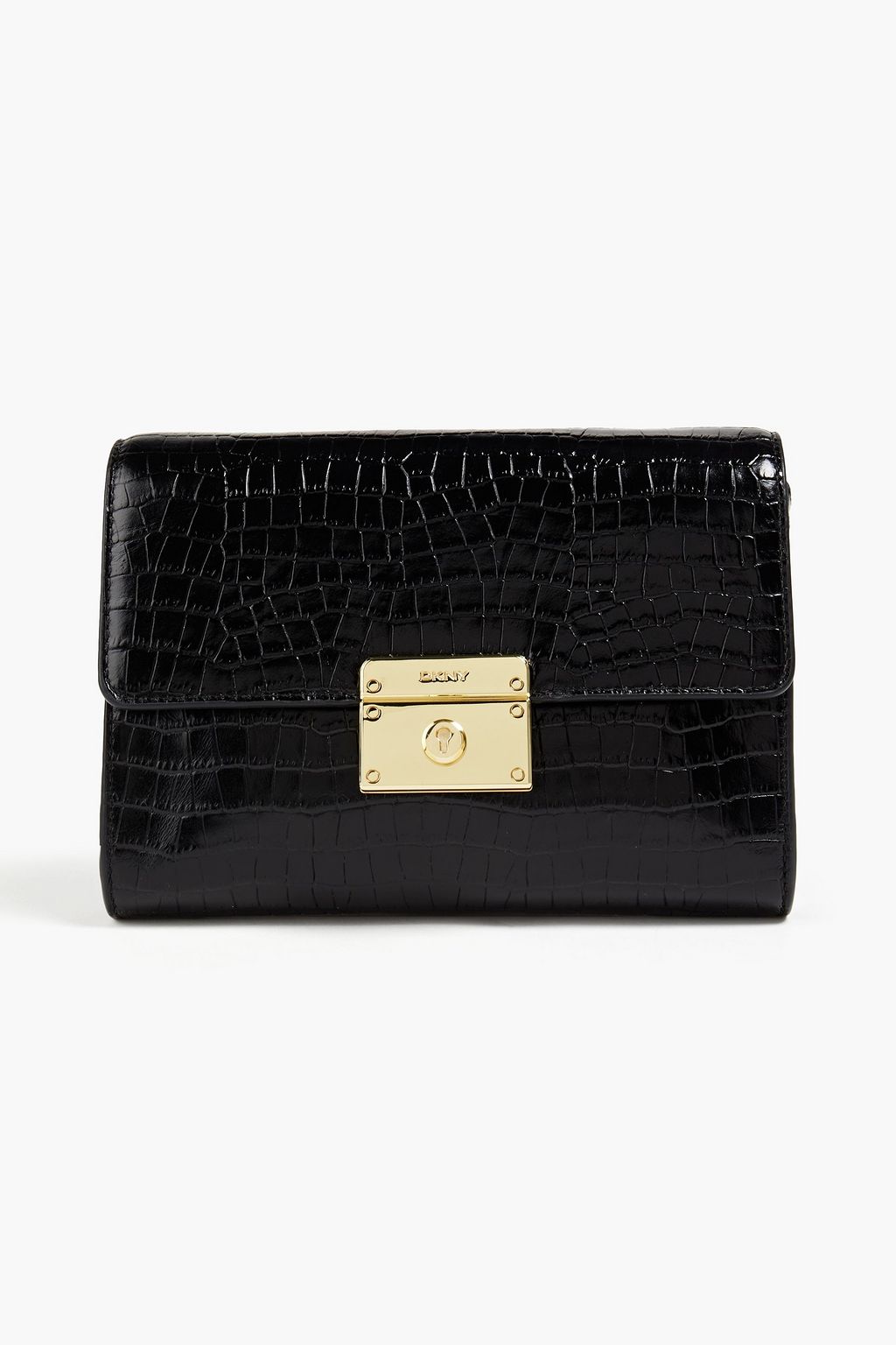 DKNY Croc-effect leather envelope clutch