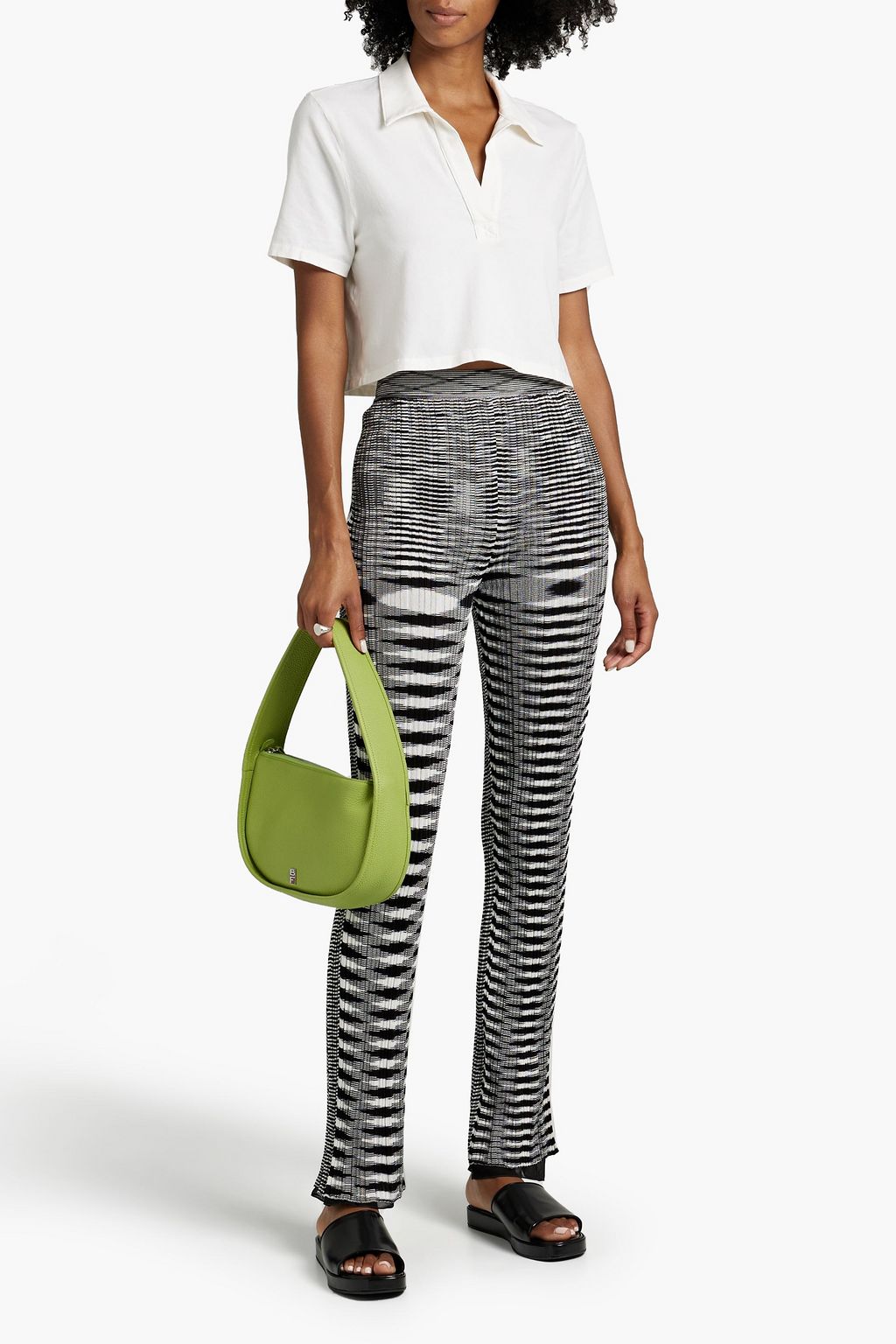 THE RANGE Cropped sepia cotton-blend top