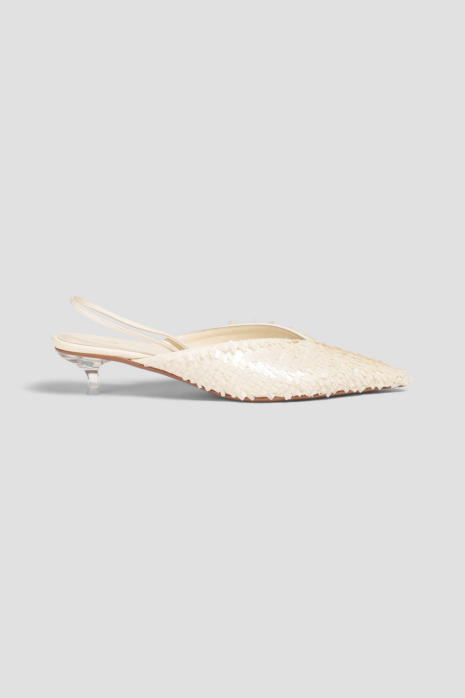 Irena sequined leather slingback pumps