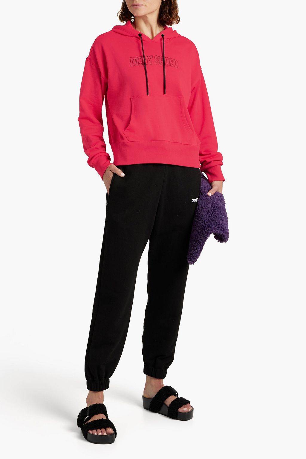 DKNY Printed French cotton-blend terry hoodie