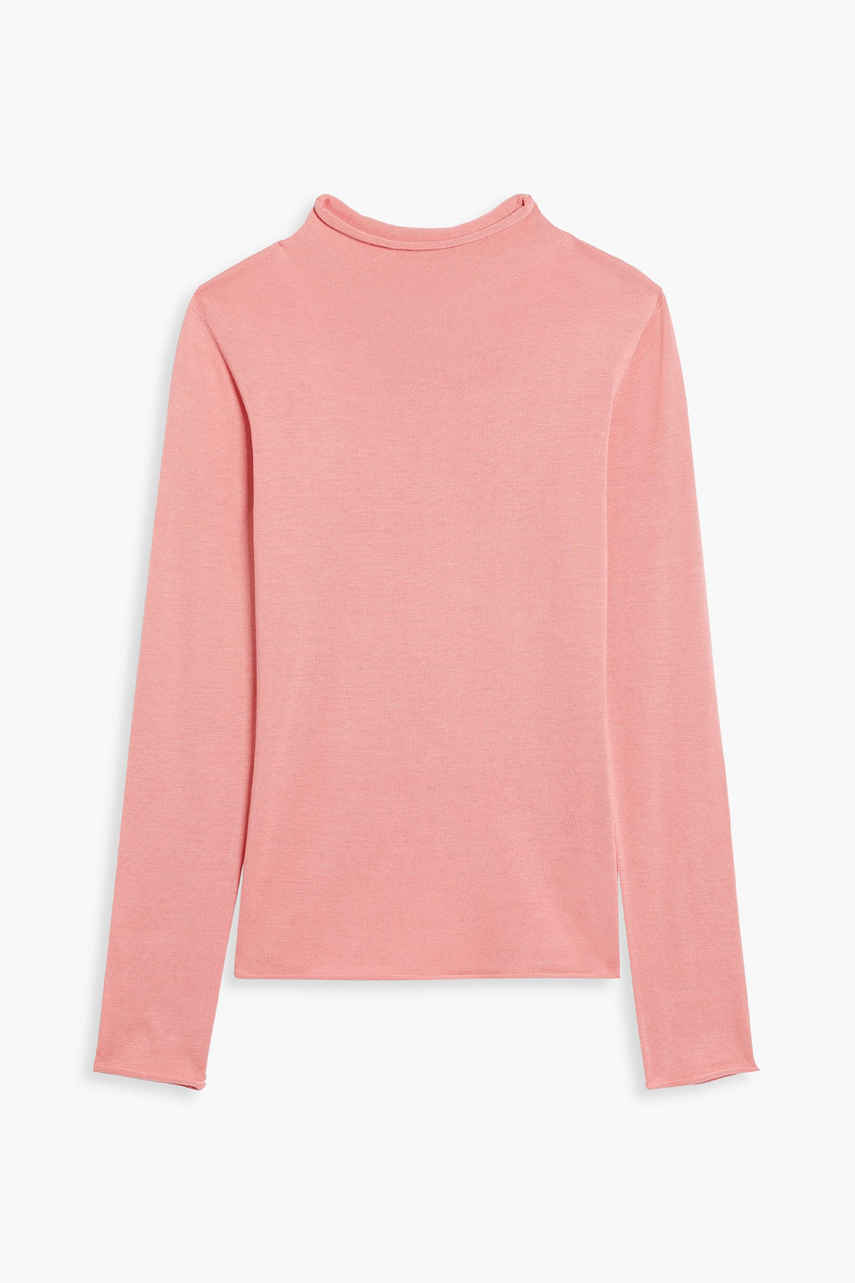 Carolina Herrera Silk And Cotton-blend Turtleneck Sweater In Bubblegum