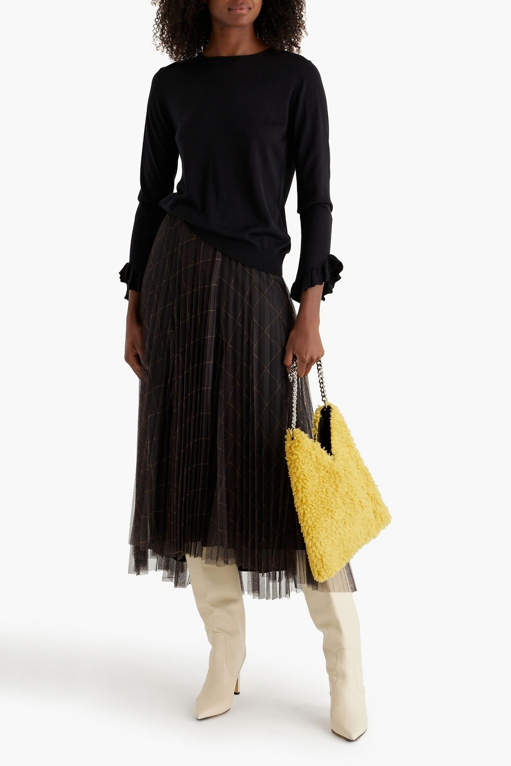 CAROLINA HERRERA Ruffled silk and cashmere-blend top