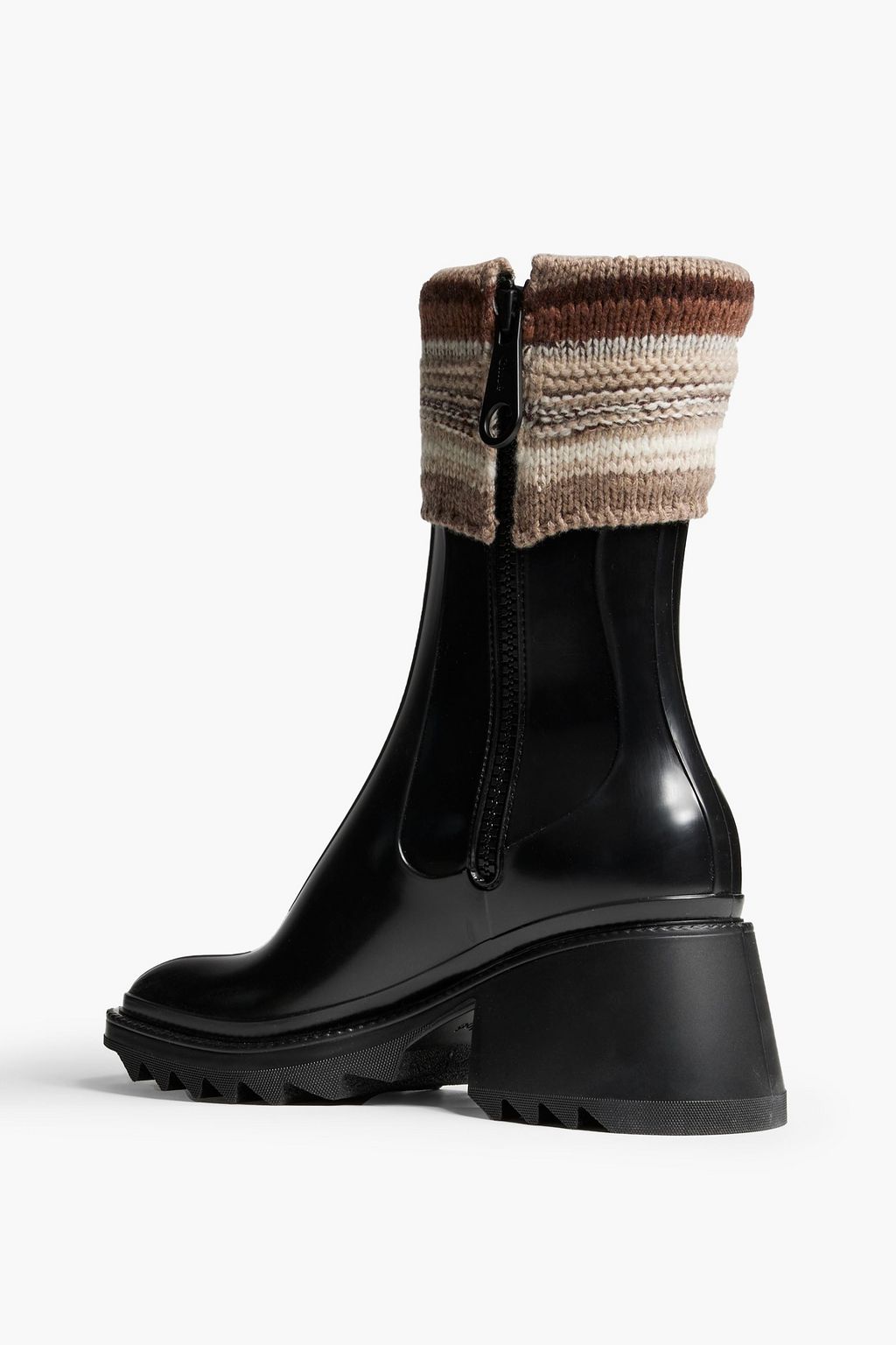 CHLOÉ Betty knit-trimmed rubber ankle boots