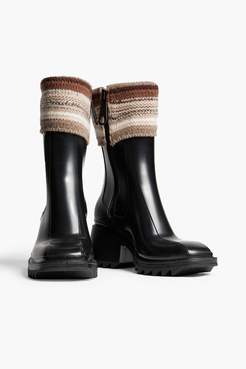 CHLOÉ Betty knit-trimmed rubber ankle boots