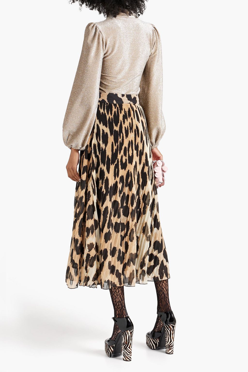 Ganni Zebra print Zebra-print stretch-silk satin wrap skirt Size F