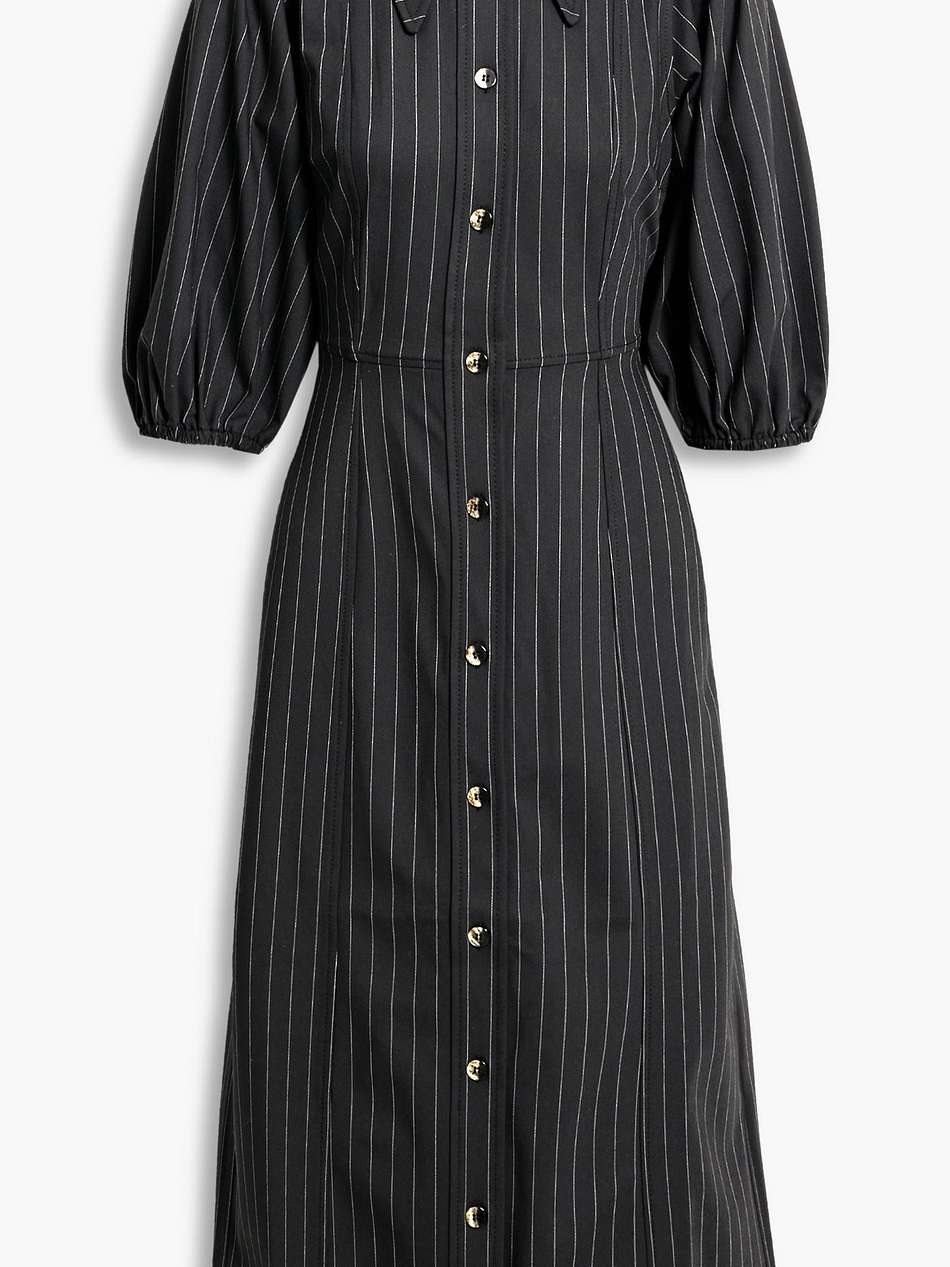 pinstriped twill midi dress
