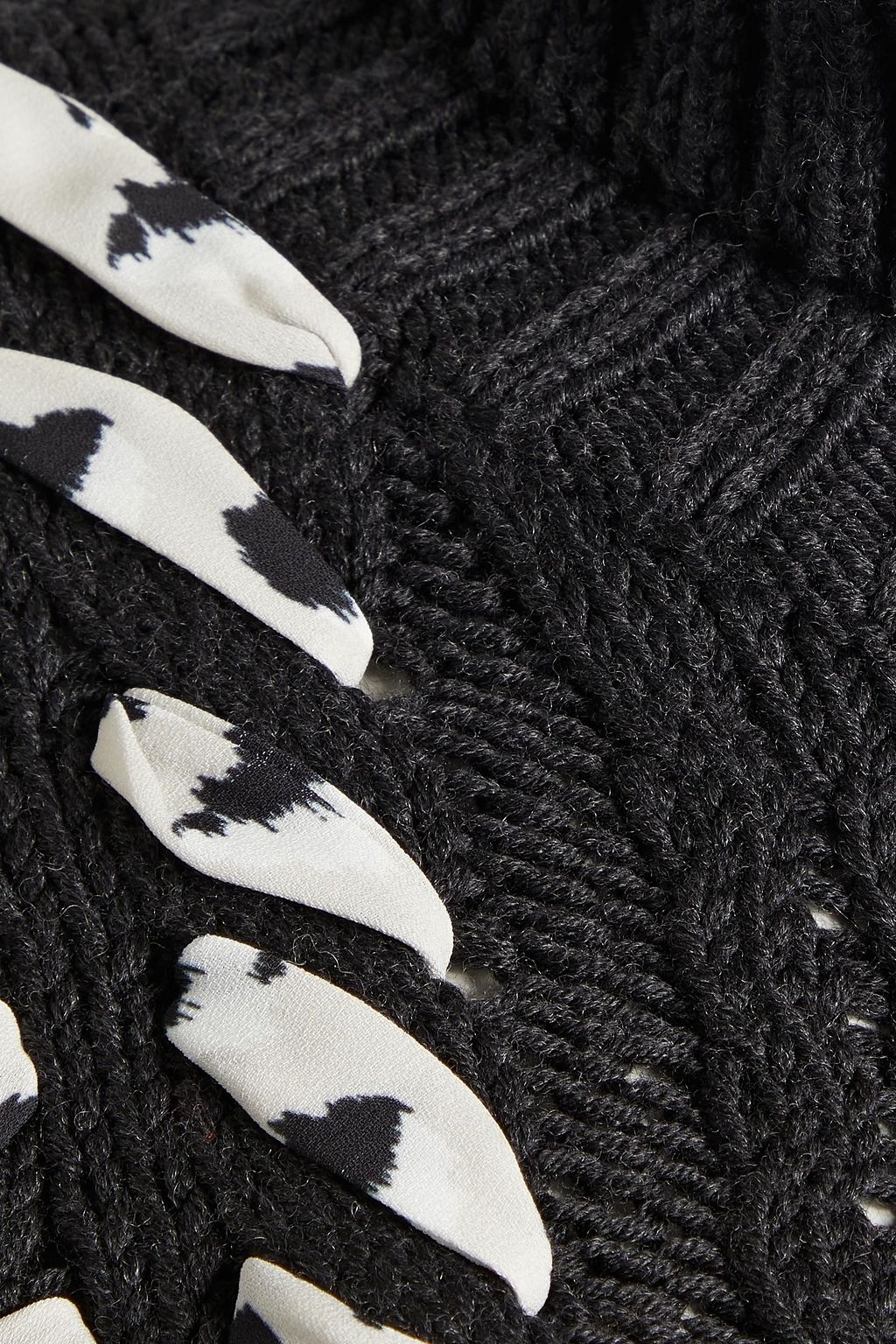 JASON WU + Coca-Cola cable-knit wool and printed crepe turtleneck sweater