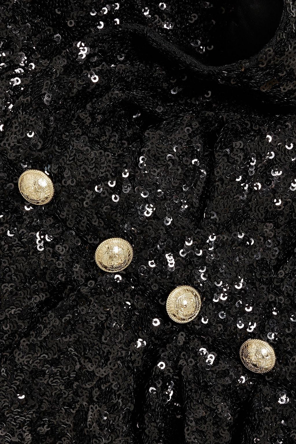 BALMAIN Wrap-effect button-embellished sequined woven camisole