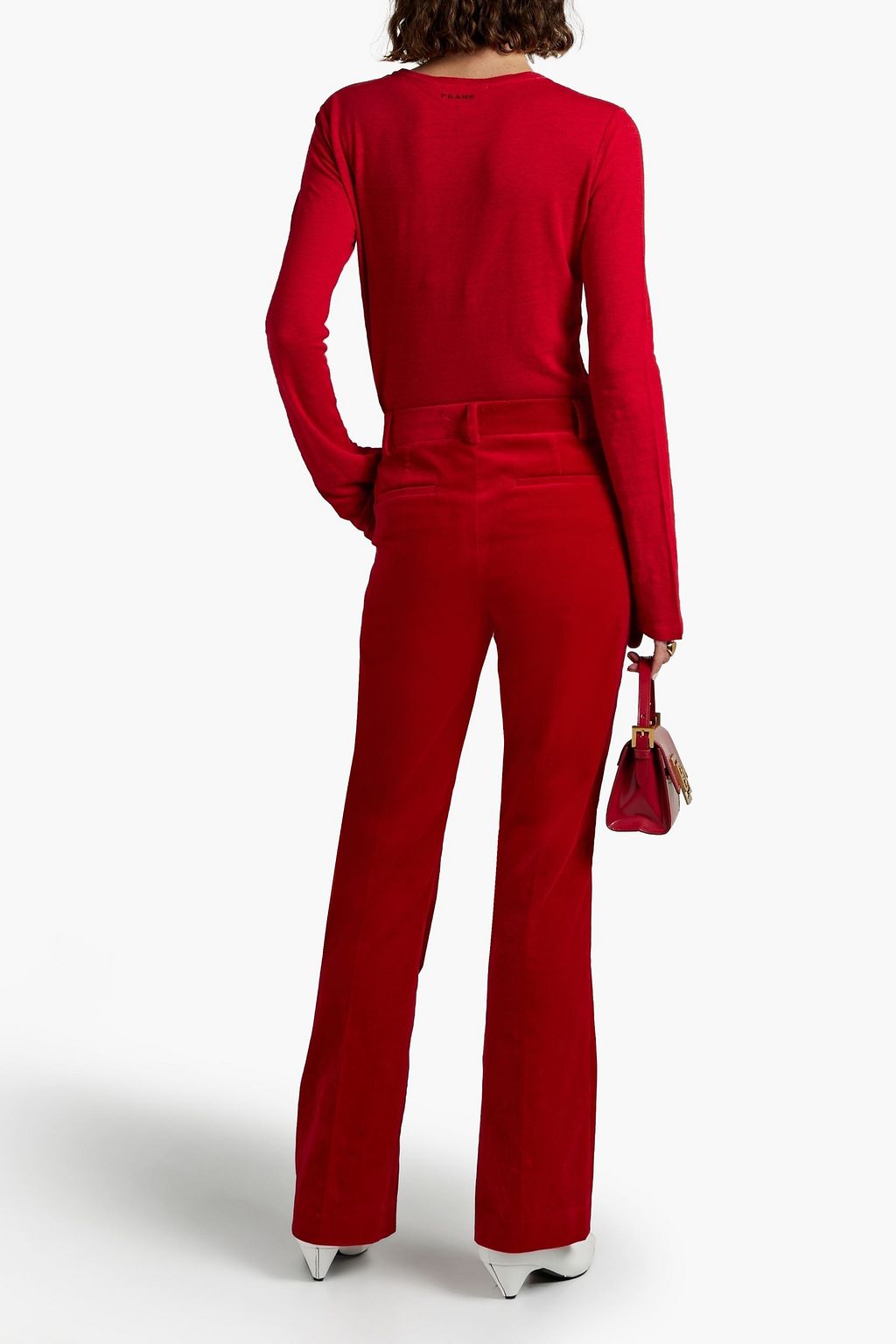 FRAME Cotton-blend velvet bootcut pants