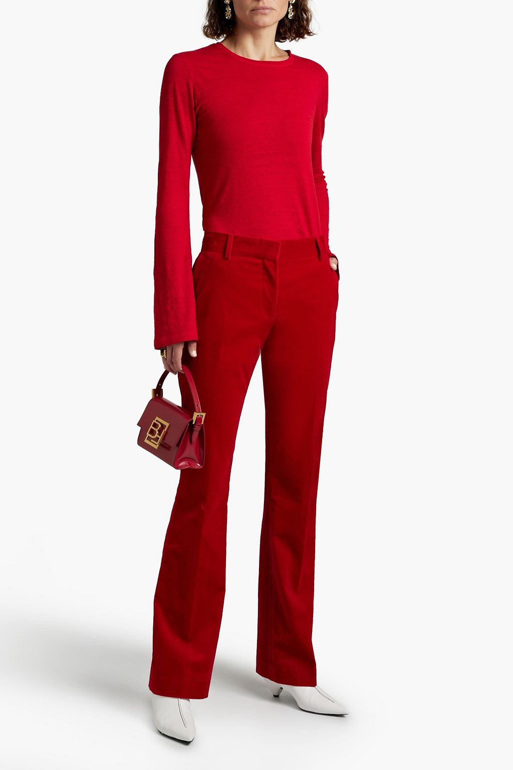 FRAME Cotton-blend velvet bootcut pants