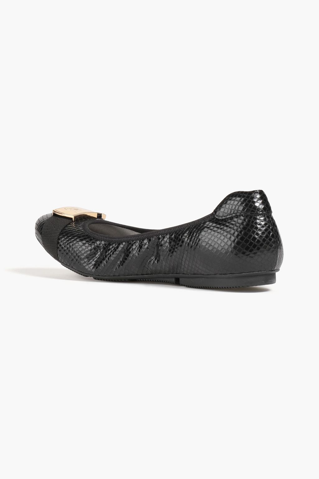 HOGAN Embellished snake-effect leather ballet flats