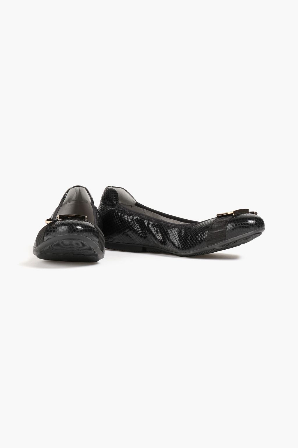 HOGAN Embellished snake-effect leather ballet flats