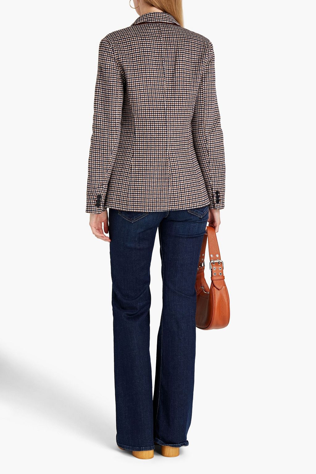 MAJE Houndstooth brushed wool-blend felt blazer