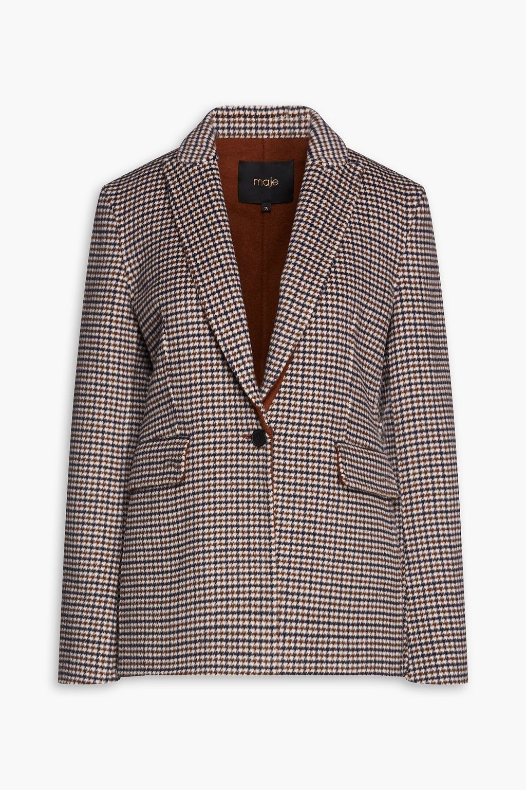 MAJE Houndstooth brushed wool-blend felt blazer