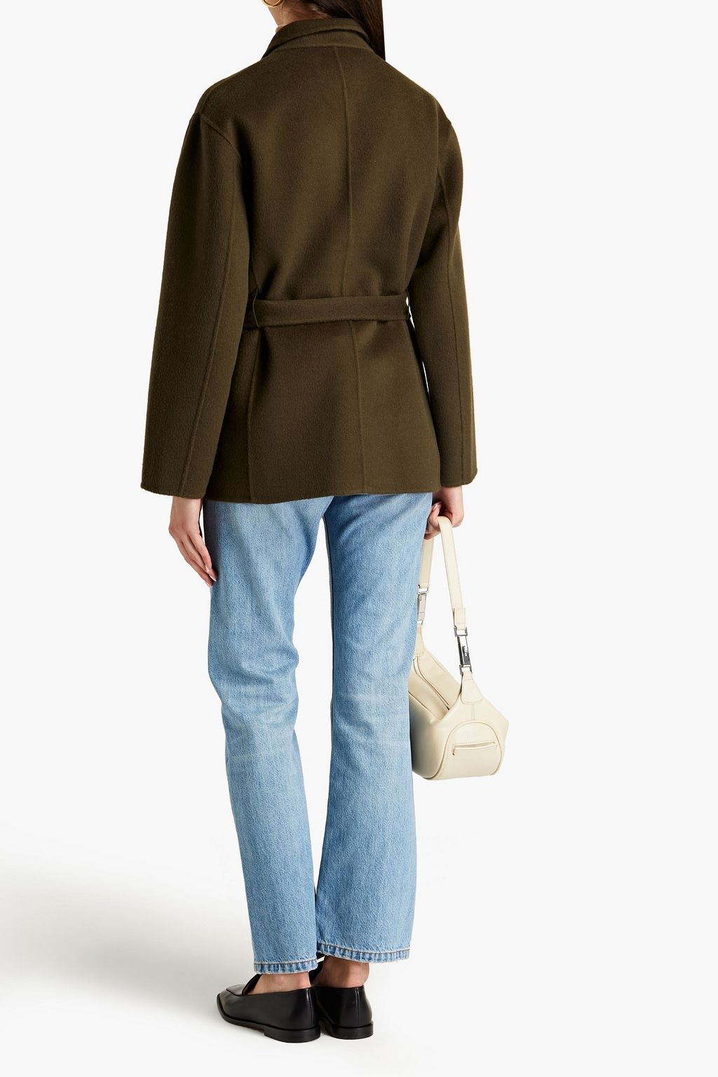 MAJE Belted brushed wool-blend felt jacket