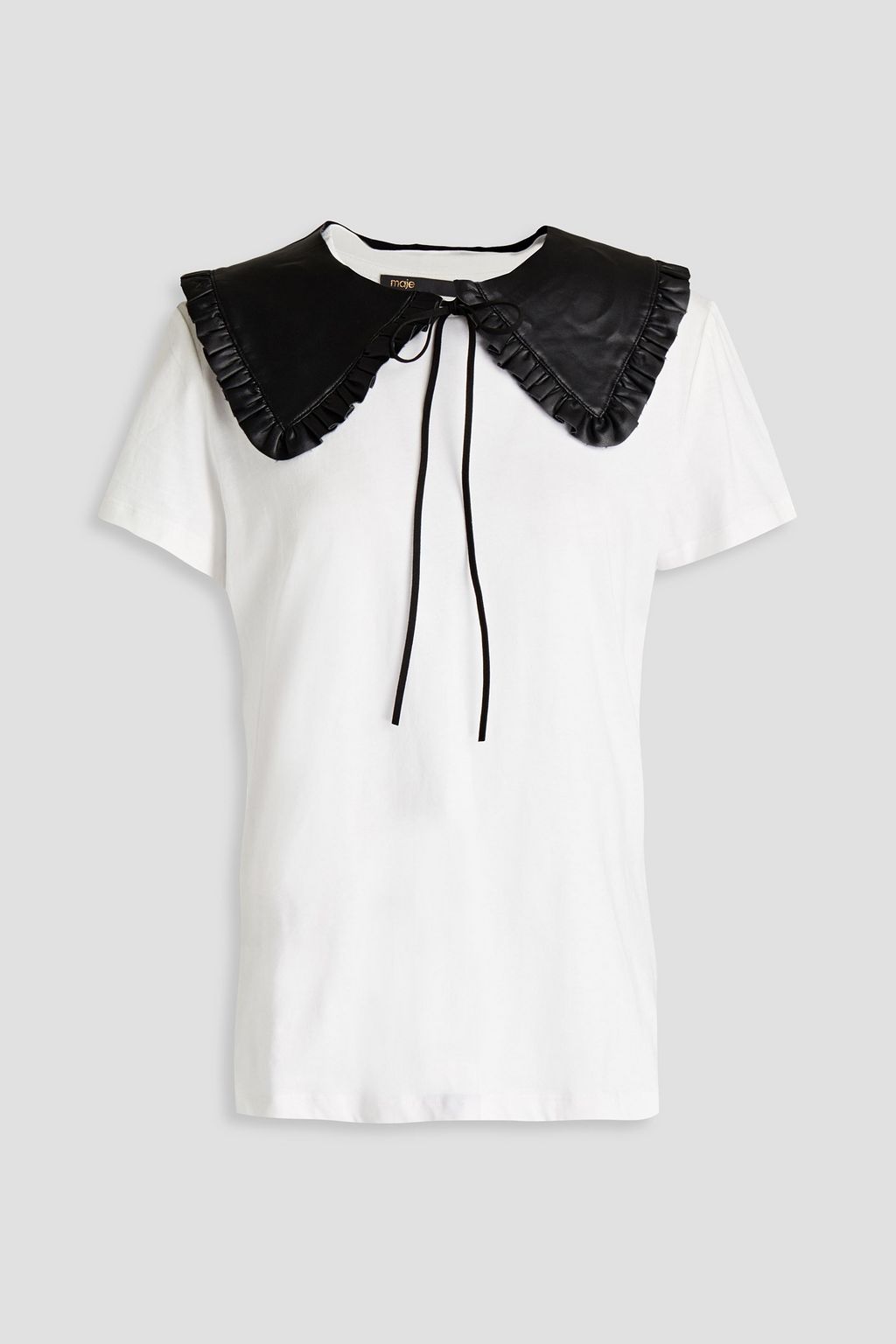 MAJE Taiser faux leather-trimmed cotton-jersey T-shirt | Sale up to 70% off  | THE OUTNET