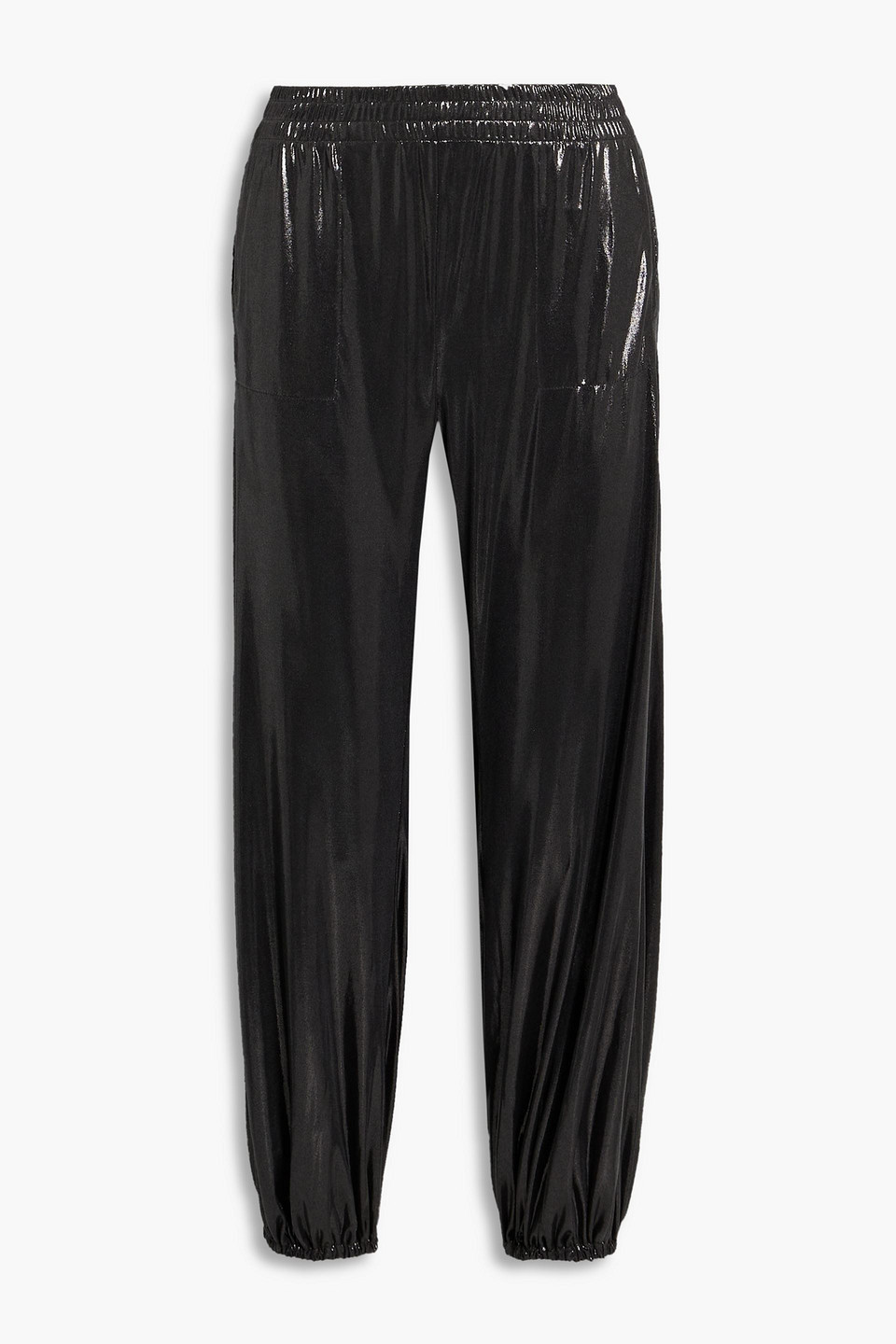 norma kamali - metallic stretch-jersey tapered pants - metallic - xs