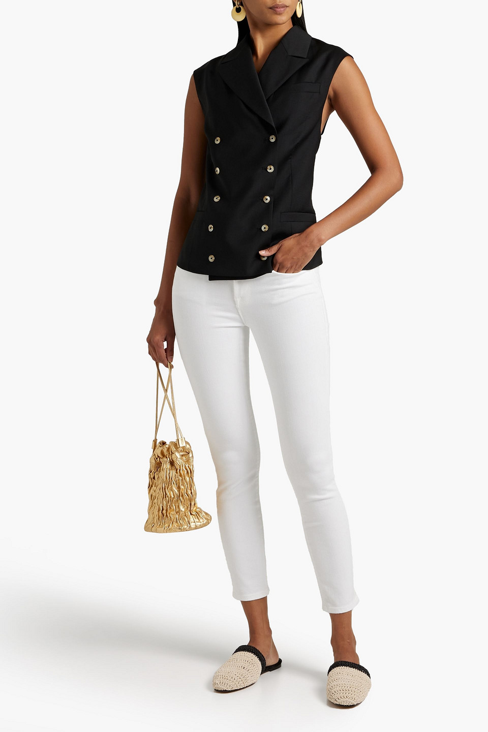 Frame Cropped High-rise Skinny Jeans In White