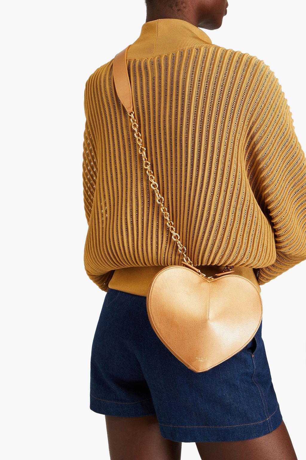 ALAÏA Le Coeur metallic textured-leather shoulder bag