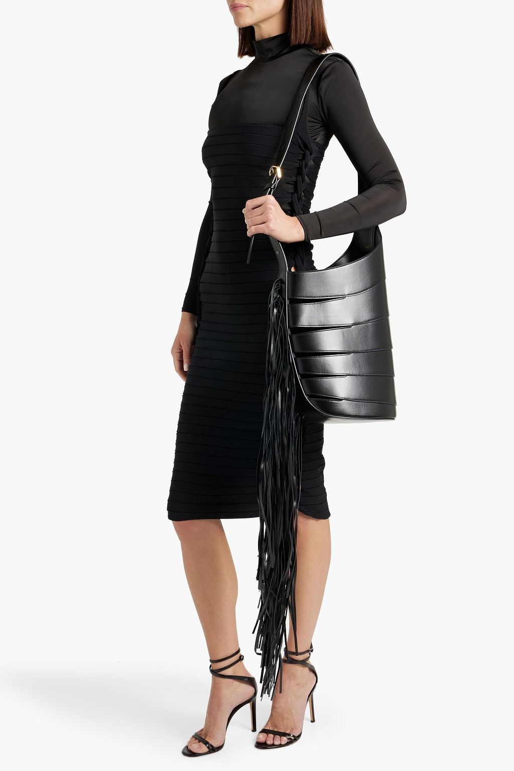 ALAÏA Babel Schultertasche aus Leder mit Fransen