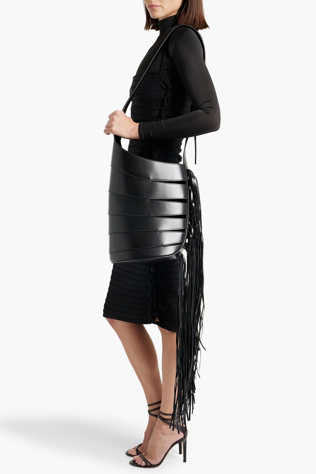 ALAÏA Babel Schultertasche aus Leder mit Fransen