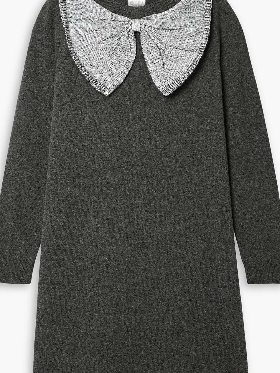 hawthorn metallic bow-embellished wool and cashmere-blend mini dress